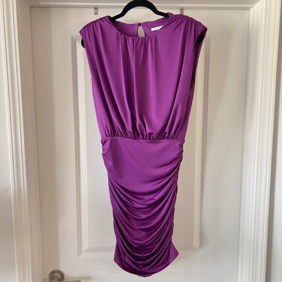 Veronica Beard Purple Draped Sleeveless Bora Dress Size 4 Color Purple - Picture 2 of 6